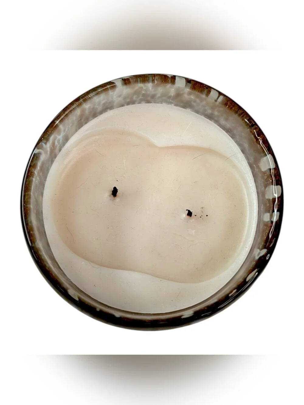 Zodax Tonka Absolute Scented Candle Speckled 16 oz Two Wick Hand Blown Art Glass